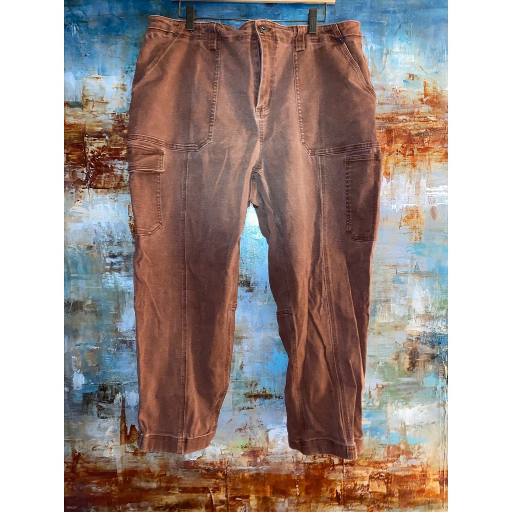 Duluth‎ Trading Co Womens 18W Regular Brown Canvas Cargo Utility Pants Workwear